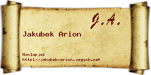 Jakubek Arion névjegykártya